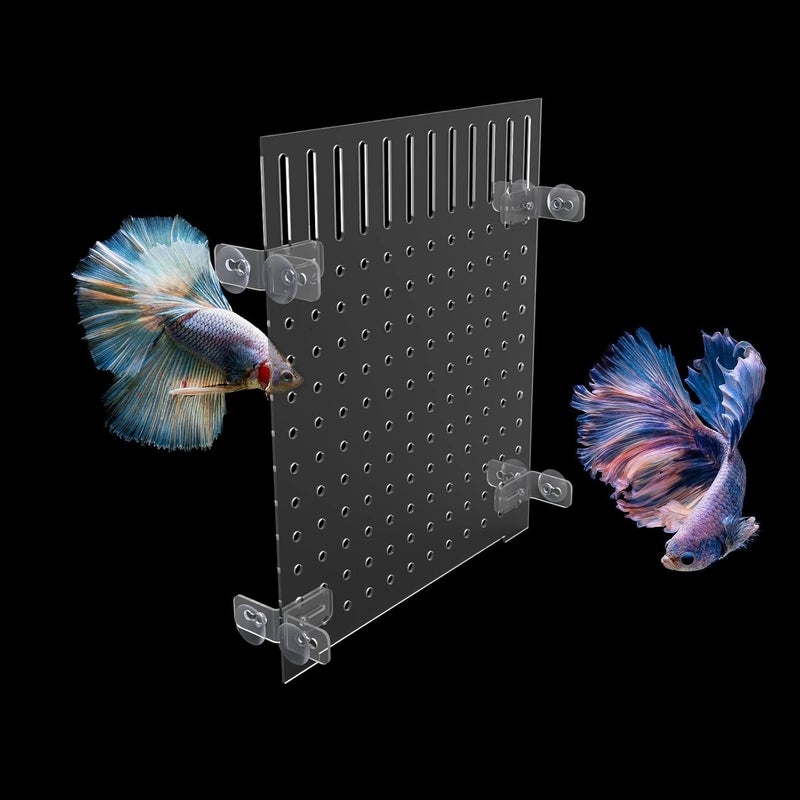 HingoFuni Fish Tank Divider Aquarium Acrylic Isolation Grid Board Divider with Suction Cups Accessories Transparent Plate Baffle Blocking Fish Partition Net Freshwater Ornament 25x30cm/9.84x11.81in - Image 2